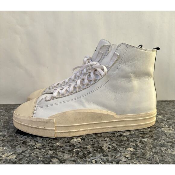 Y-3 ADIDAS YOHJI YAMAMOTO YUBEN WHITE MID LEATHER SNEAKERS FX0567 SZ 12.5 main image 8